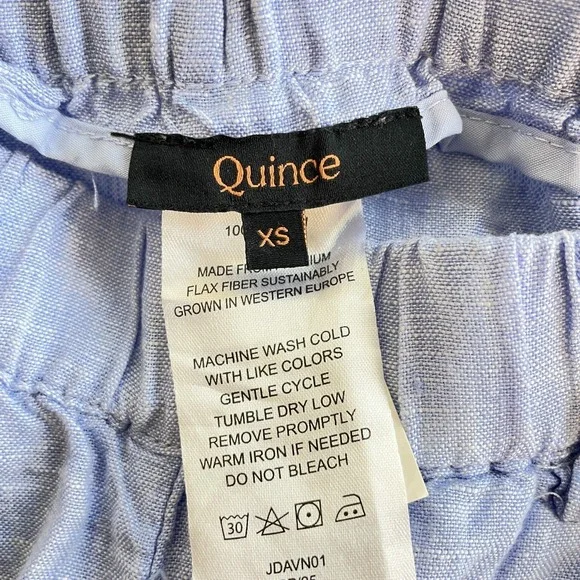 Quince European Linen Cropped Pants XS Blue Coastal Beachy Capsule - Picture 7 of 8